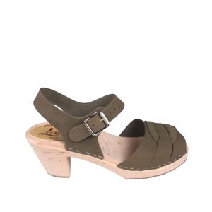Lotta From‎ Stockholm Nubuck Leather Peep Toe High Heel Sandals Clogs